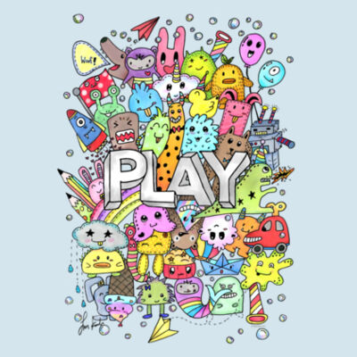 Doodle Monsters Play - Youth Premium Cotton Tee Design
