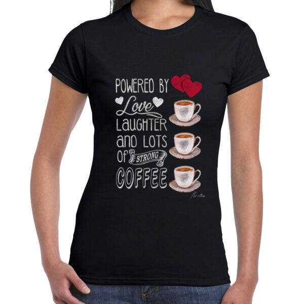 Love Laughter & Coffee - Ladies Premium Cotton Tee Thumbnail