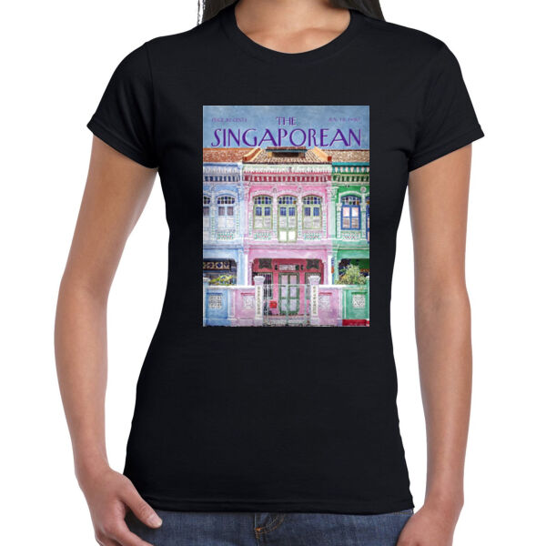 Peranakan Shophouses Pink: Women's Tee Thumbnail