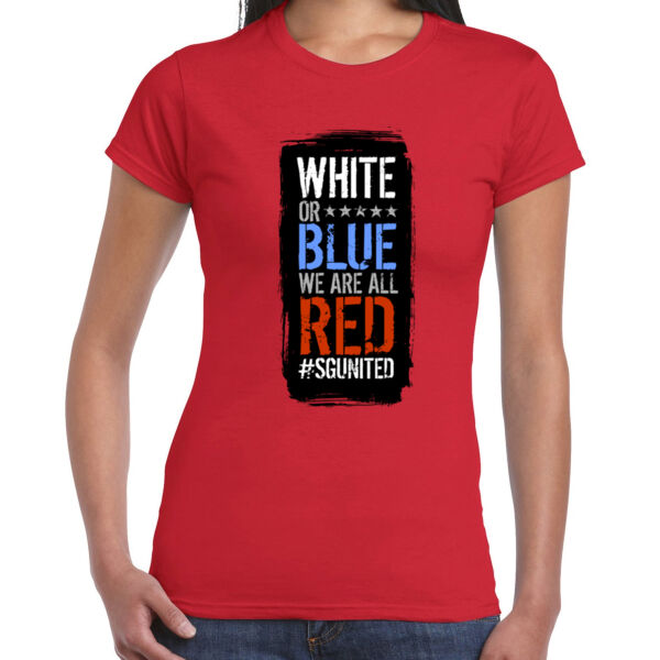 White or Blue all Red - Ladies Premium Cotton Tee Thumbnail